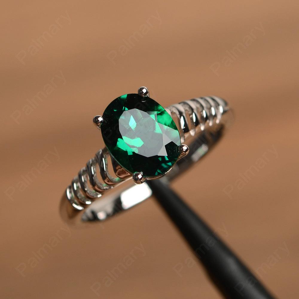 Fence Oval Emerald Solitaire Rings - Palmary