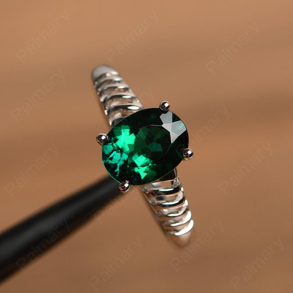 Fence Oval Emerald Solitaire Rings - Palmary