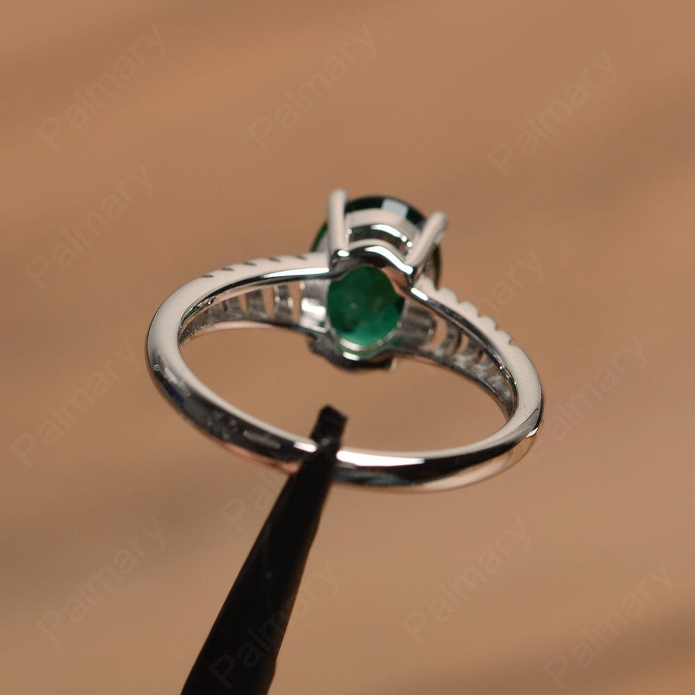 Fence Oval Emerald Solitaire Rings - Palmary