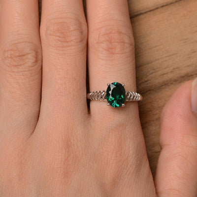 Fence Oval Emerald Solitaire Rings - Palmary