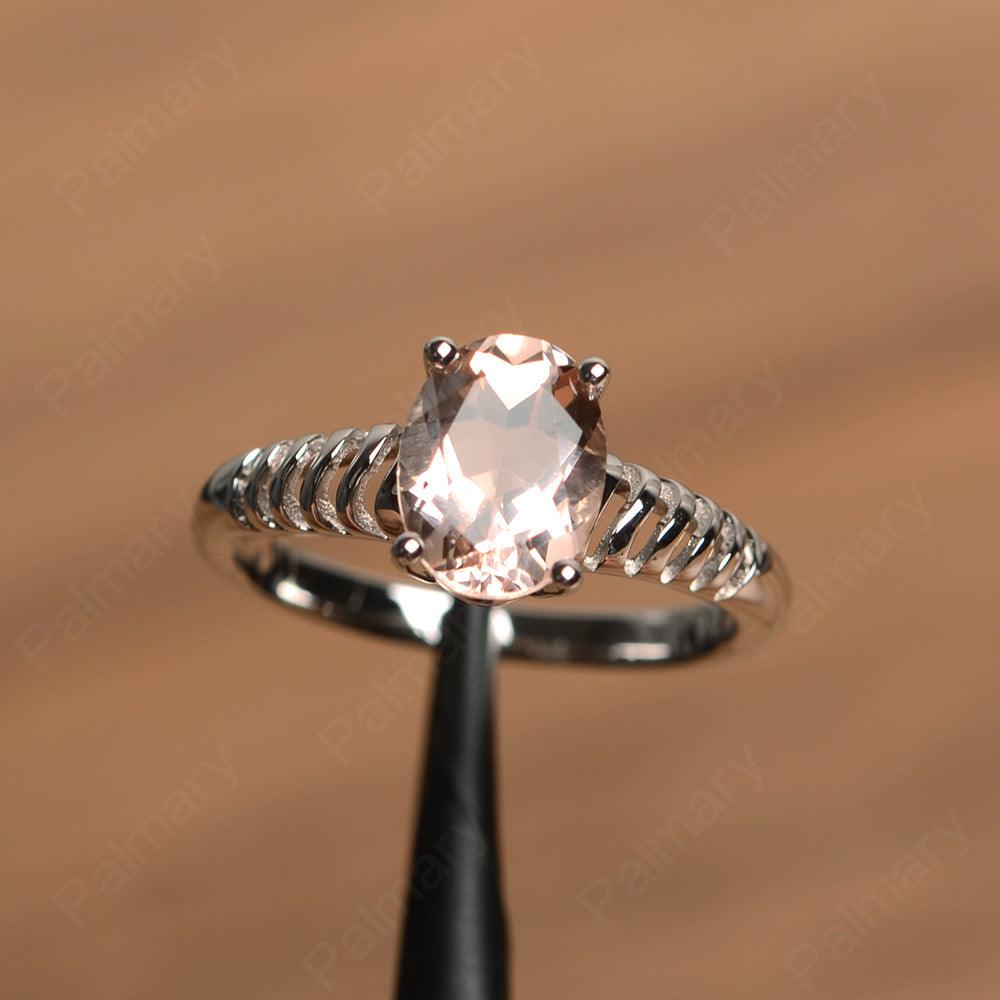 Fence Oval Morganite Solitaire Rings - Palmary