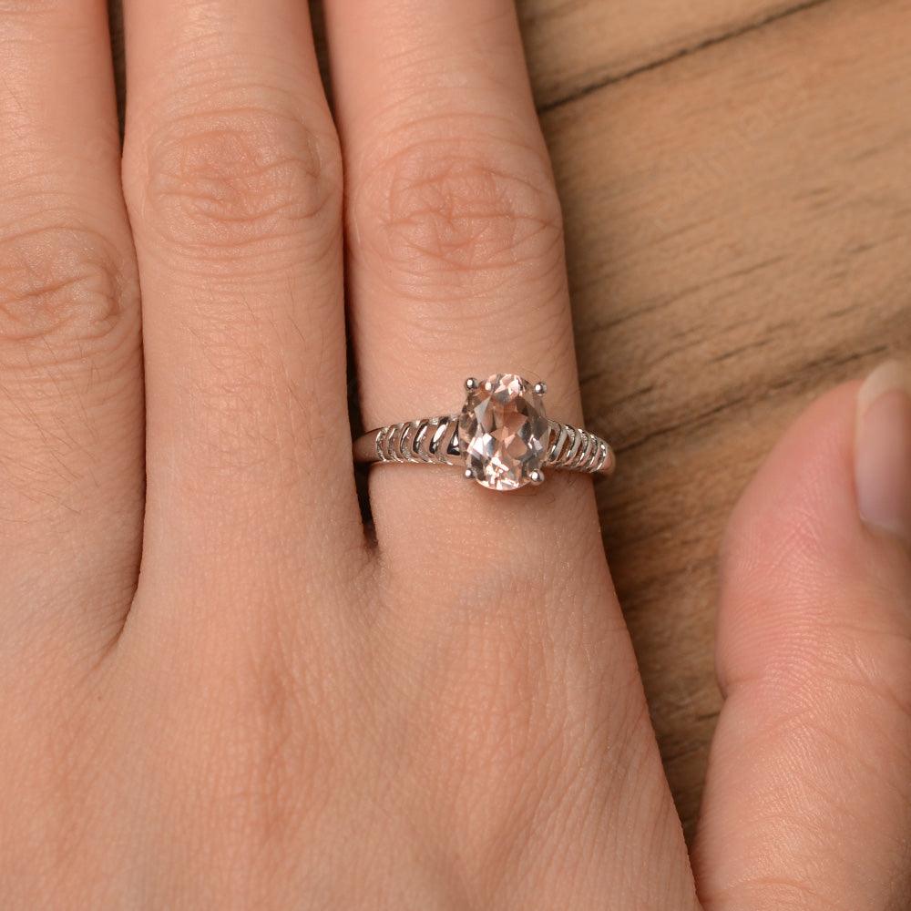 Fence Oval Morganite Solitaire Rings - Palmary