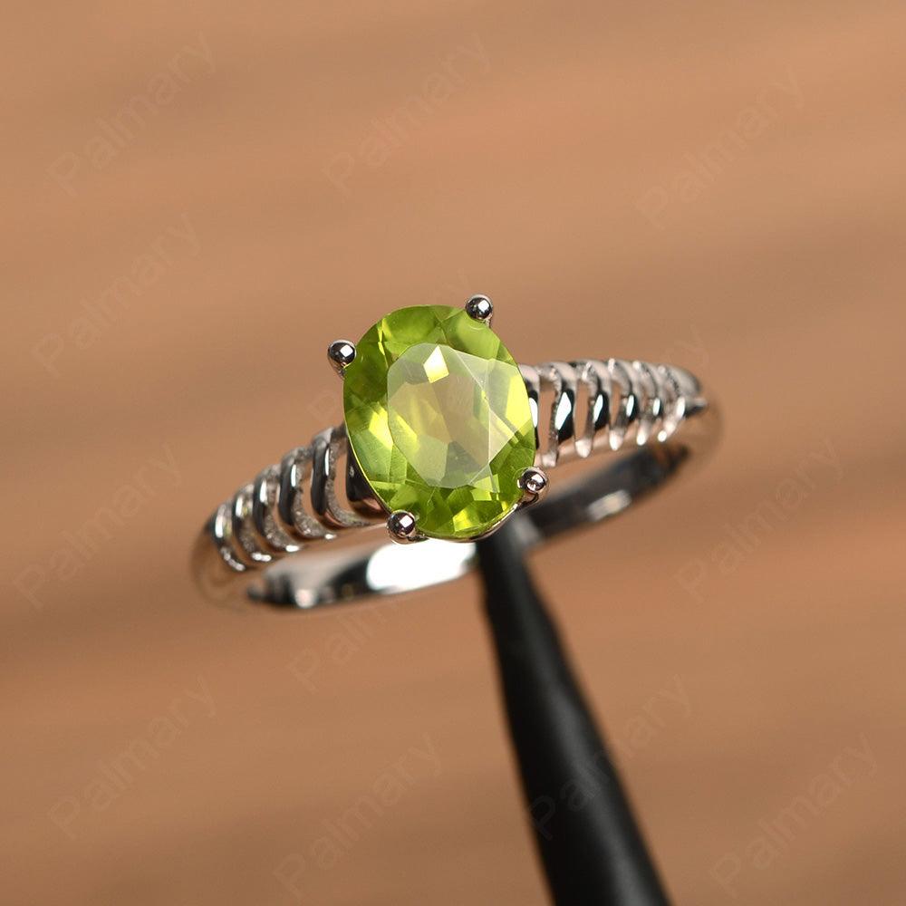 Fence Oval Peridot Solitaire Rings - Palmary