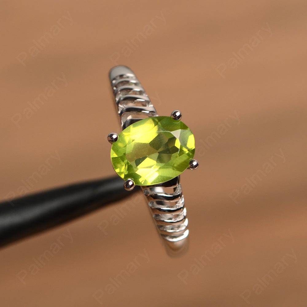 Fence Oval Peridot Solitaire Rings - Palmary