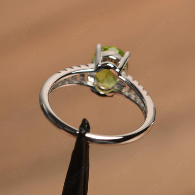 Fence Oval Peridot Solitaire Rings - Palmary