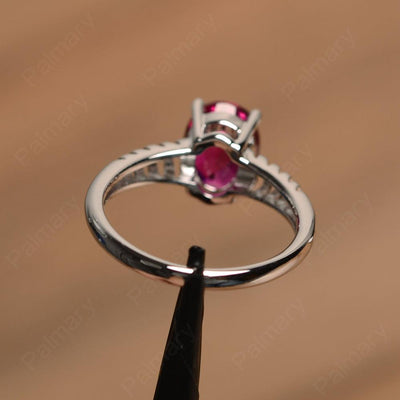 Fence Oval Ruby Solitaire Rings - Palmary