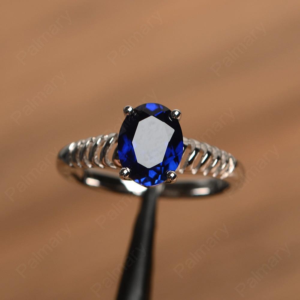 Fence Oval Sapphire Solitaire Rings - Palmary