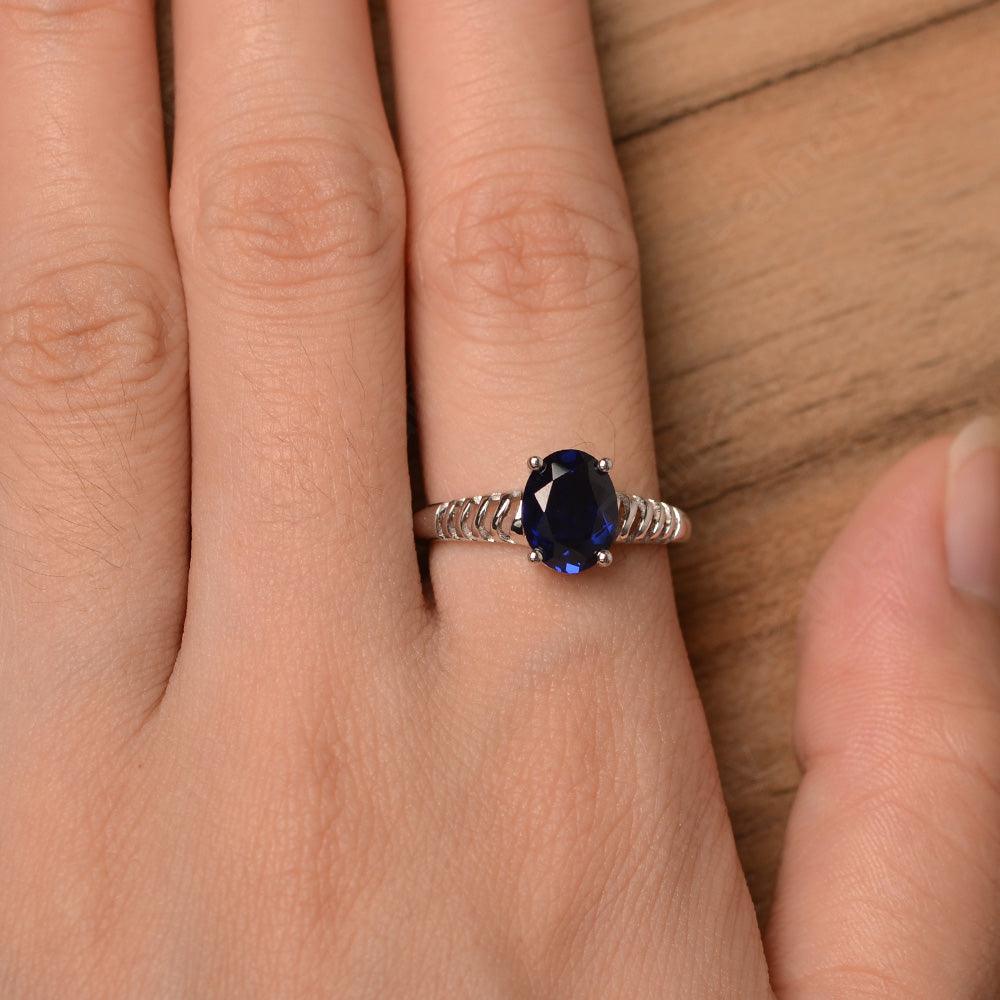 Fence Oval Sapphire Solitaire Rings - Palmary