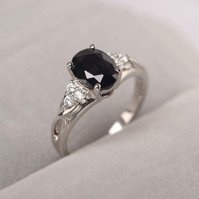 Oval Cut Black Spinel Rings Sterling Silver - Palmary