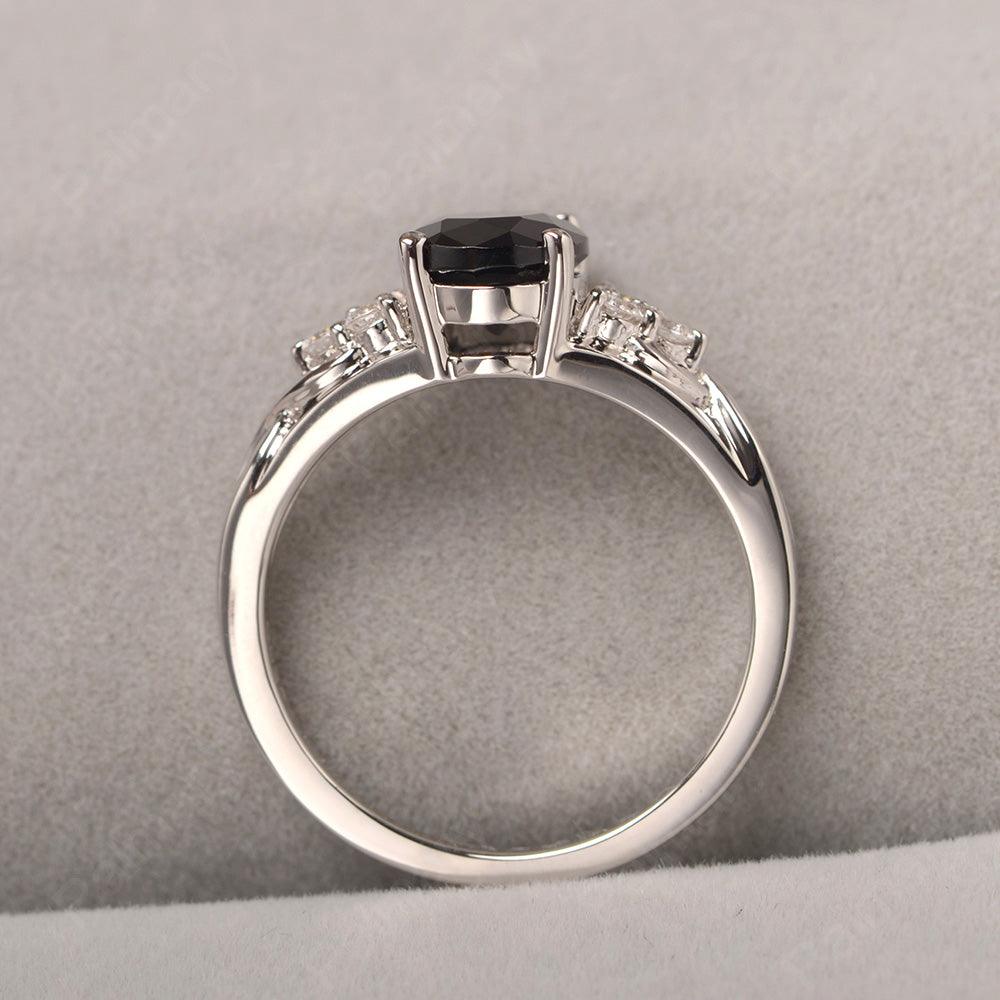 Oval Cut Black Spinel Rings Sterling Silver - Palmary
