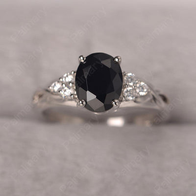Oval Cut Black Spinel Rings Sterling Silver - Palmary