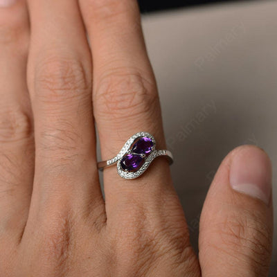 Two Stone Amethyst Pear Shaped Rings - Palmary