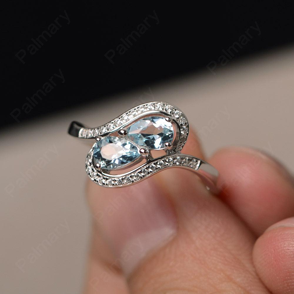Two Stone Aquamarine Pear Shaped Rings - Palmary