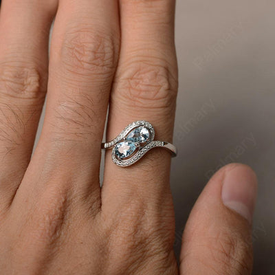 Two Stone Aquamarine Pear Shaped Rings - Palmary