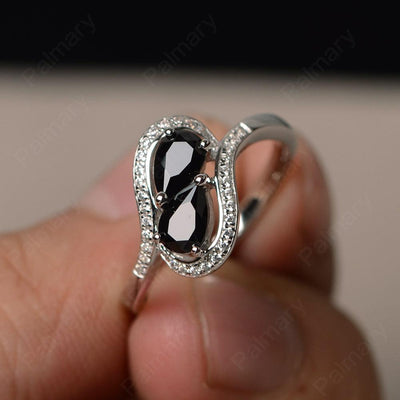 Two Stone Black Spinel Pear Shaped Rings - Palmary