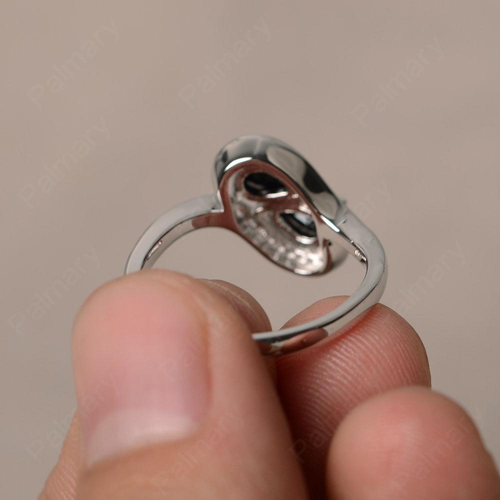 Two Stone Black Spinel Pear Shaped Rings - Palmary