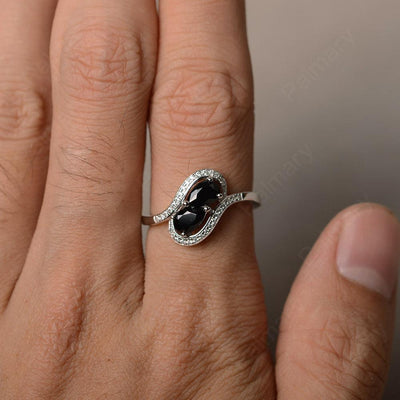 Two Stone Black Spinel Pear Shaped Rings - Palmary