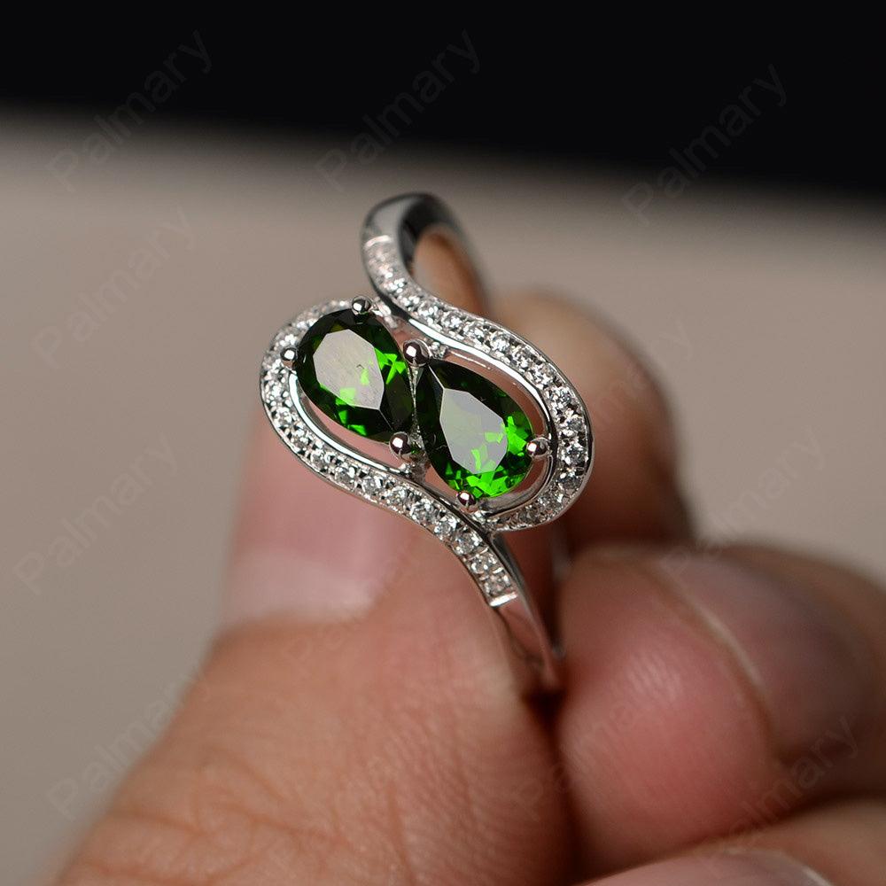 Two Stone Diopside Pear Shaped Rings - Palmary