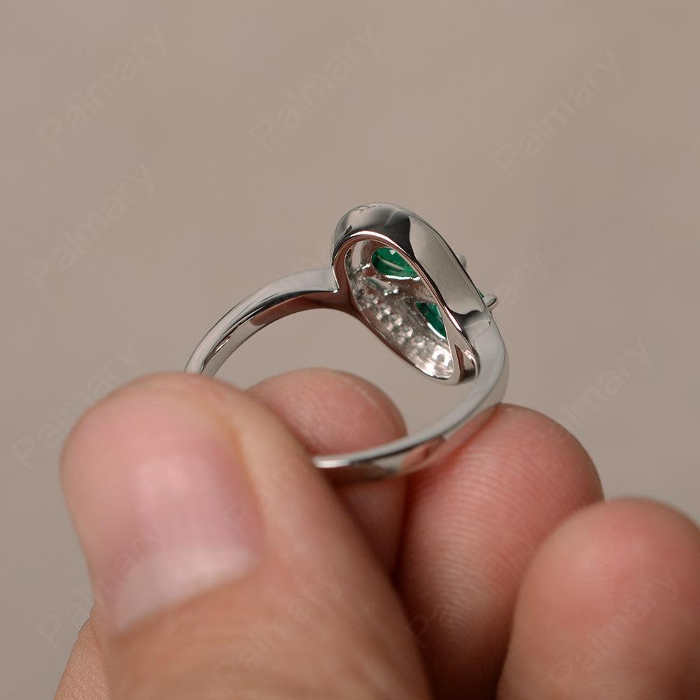 Two Stone Emerald Pear Shaped Rings - Palmary