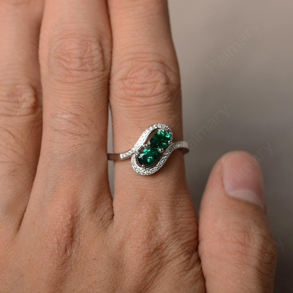 Two Stone Emerald Pear Shaped Rings - Palmary