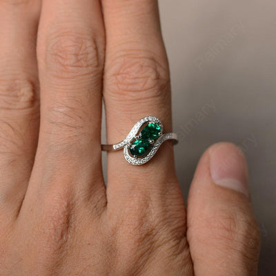 Two Stone Emerald Pear Shaped Rings - Palmary