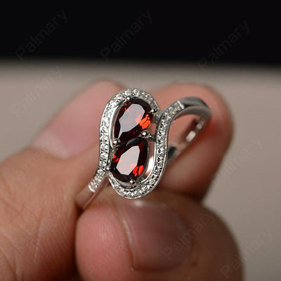 Two Stone Garnet Pear Shaped Rings - Palmary