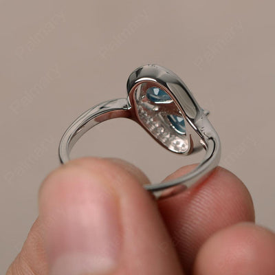 Two Stone London Blue Topaz Pear Shaped Rings - Palmary