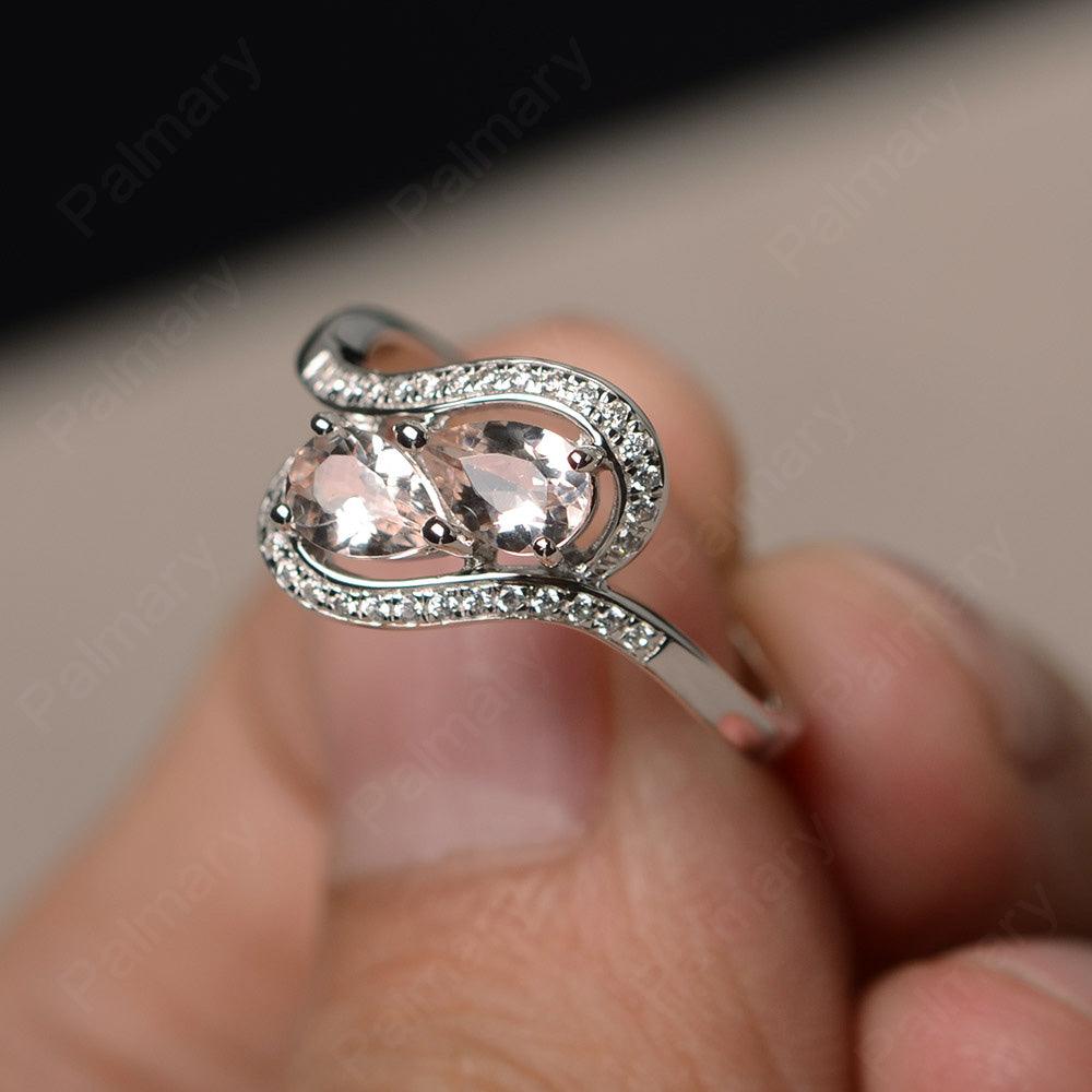 Two Stone Morganite Pear Shaped Rings - Palmary