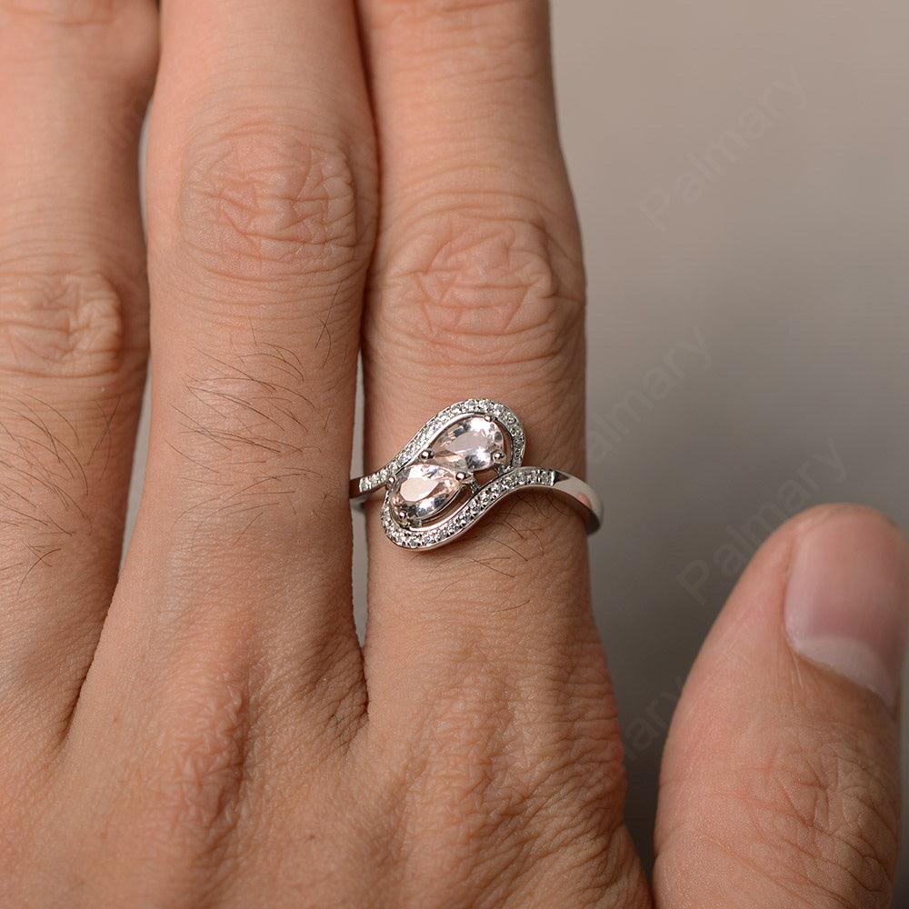 Two Stone Morganite Pear Shaped Rings - Palmary