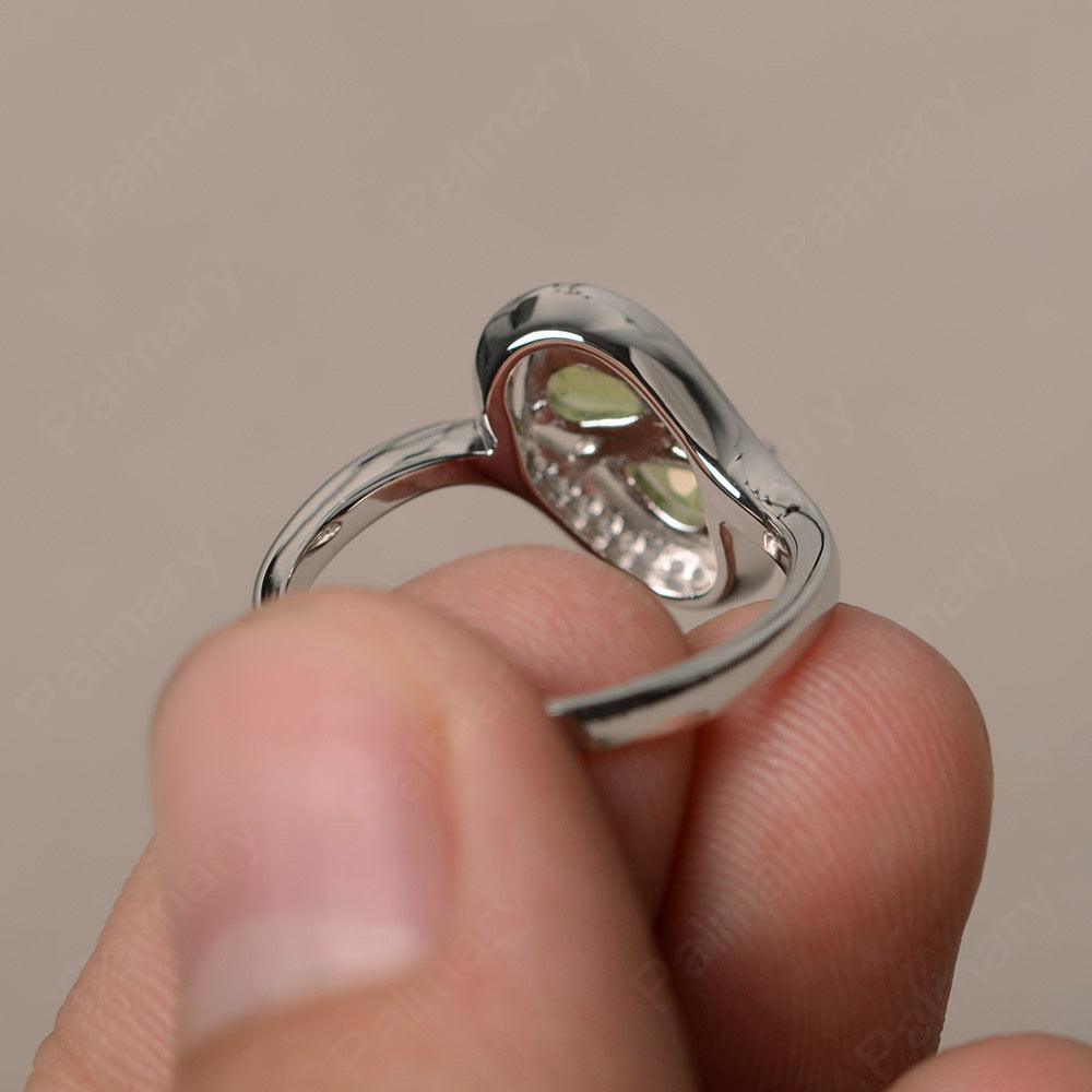 Two Stone Peridot Pear Shaped Rings - Palmary