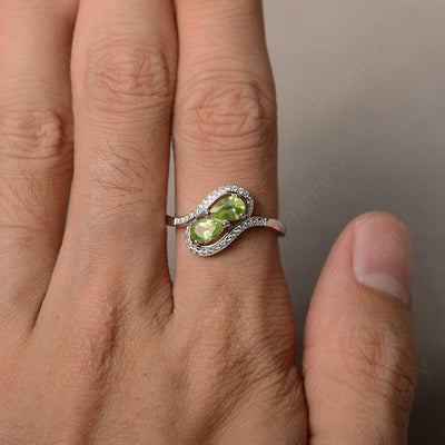 Two Stone Peridot Pear Shaped Rings - Palmary