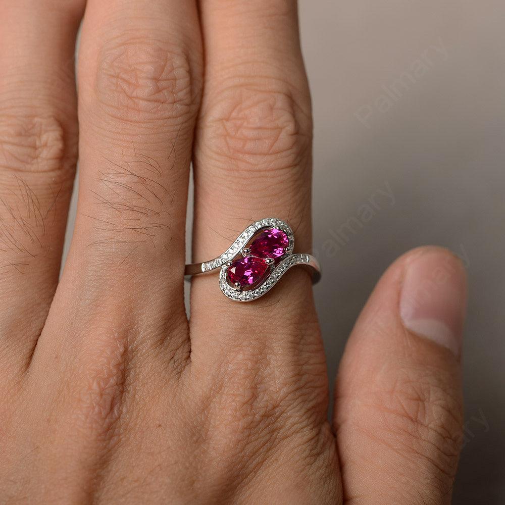 Two Stone Ruby Pear Shaped Rings - Palmary