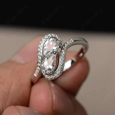 Two Stone White Topaz Pear Shaped Rings - Palmary