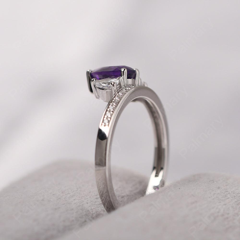 Three Stone Pear Shaped Amethyst Crown Ring - Palmary