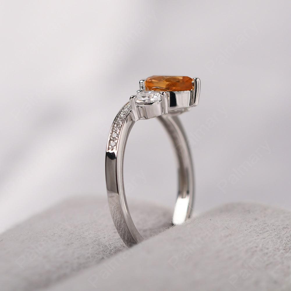 Three Stone Pear Shaped Citrine Crown Ring - Palmary