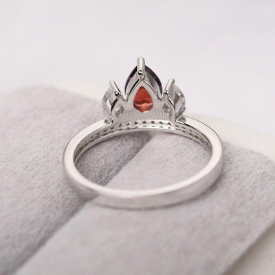 Three Stone Pear Shaped Garnet Crown Ring - Palmary