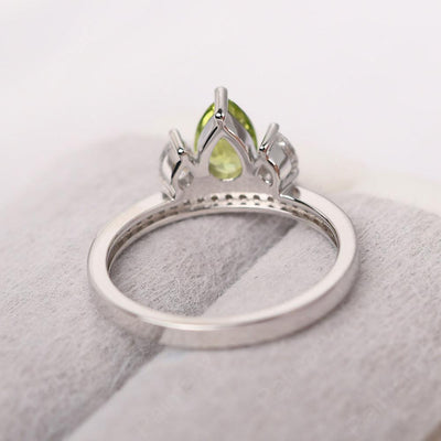 Three Stone Pear Shaped Peridot Crown Ring - Palmary