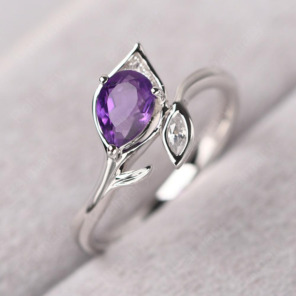 Pear Shaped Amethyst Wedding Rings - Palmary