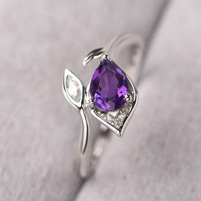 Pear Shaped Amethyst Wedding Rings - Palmary