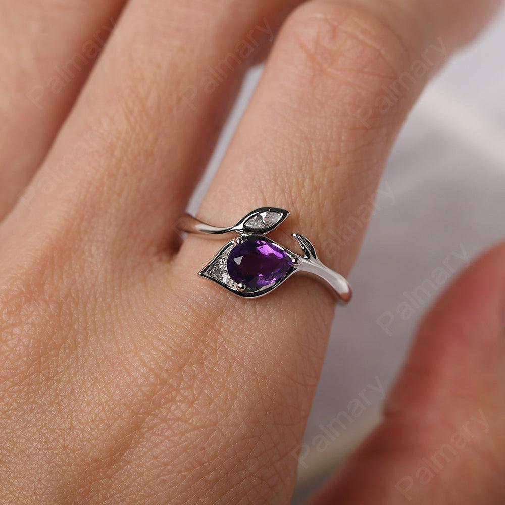 Pear Shaped Amethyst Wedding Rings - Palmary