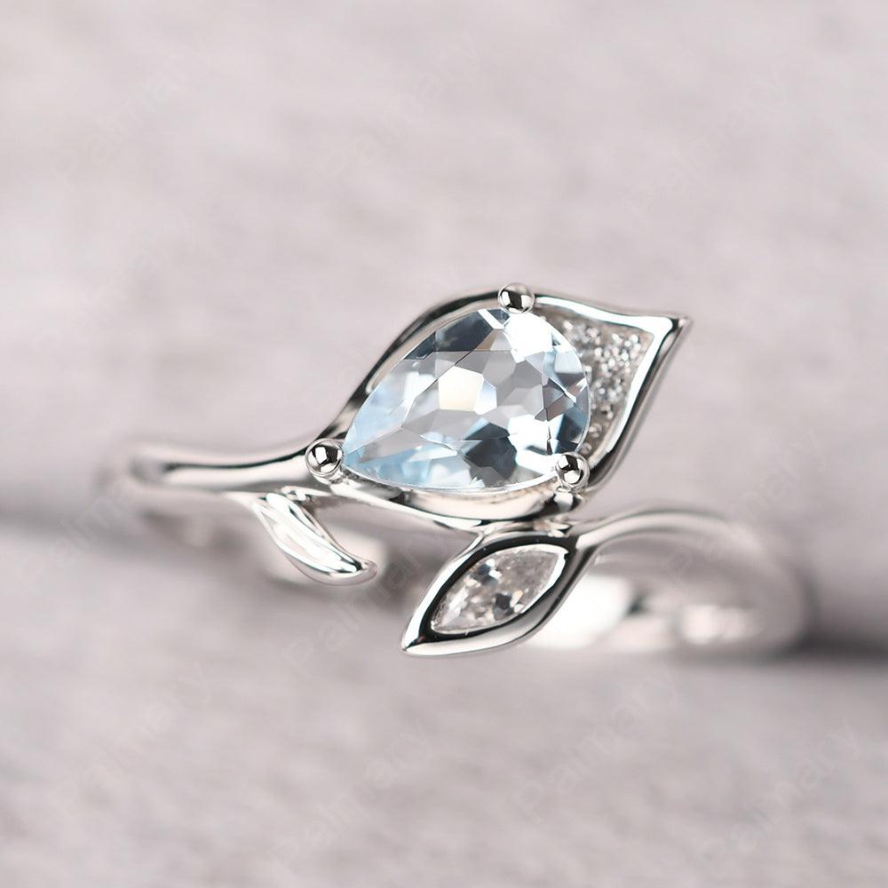 Pear Shaped Aquamarine Wedding Rings - Palmary