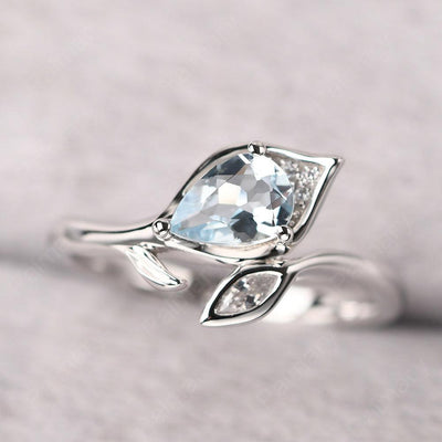 Pear Shaped Aquamarine Wedding Rings - Palmary