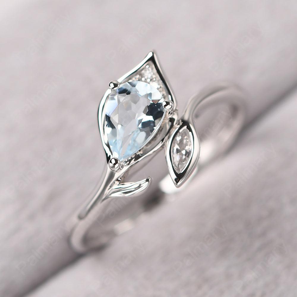 Pear Shaped Aquamarine Wedding Rings - Palmary