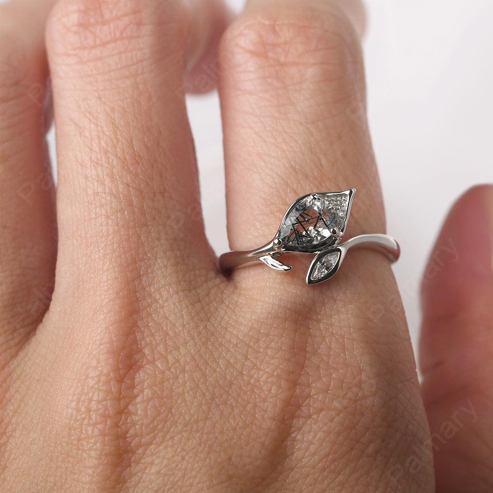 Pear Shaped Rutilated Quartz Wedding Rings - Palmary