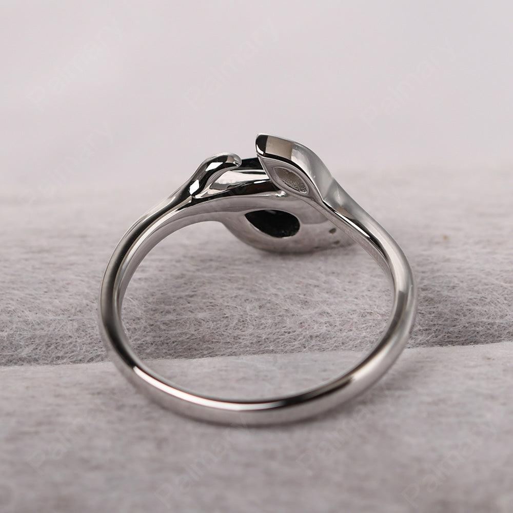 Pear Shaped Black Spinel Wedding Rings - Palmary