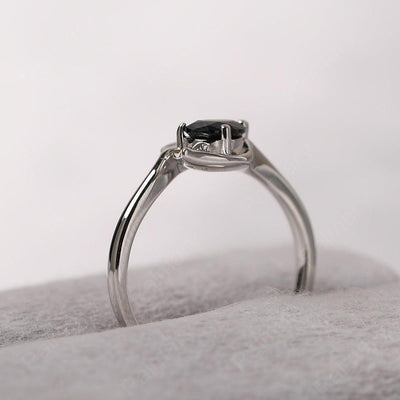 Pear Shaped Black Spinel Wedding Rings - Palmary