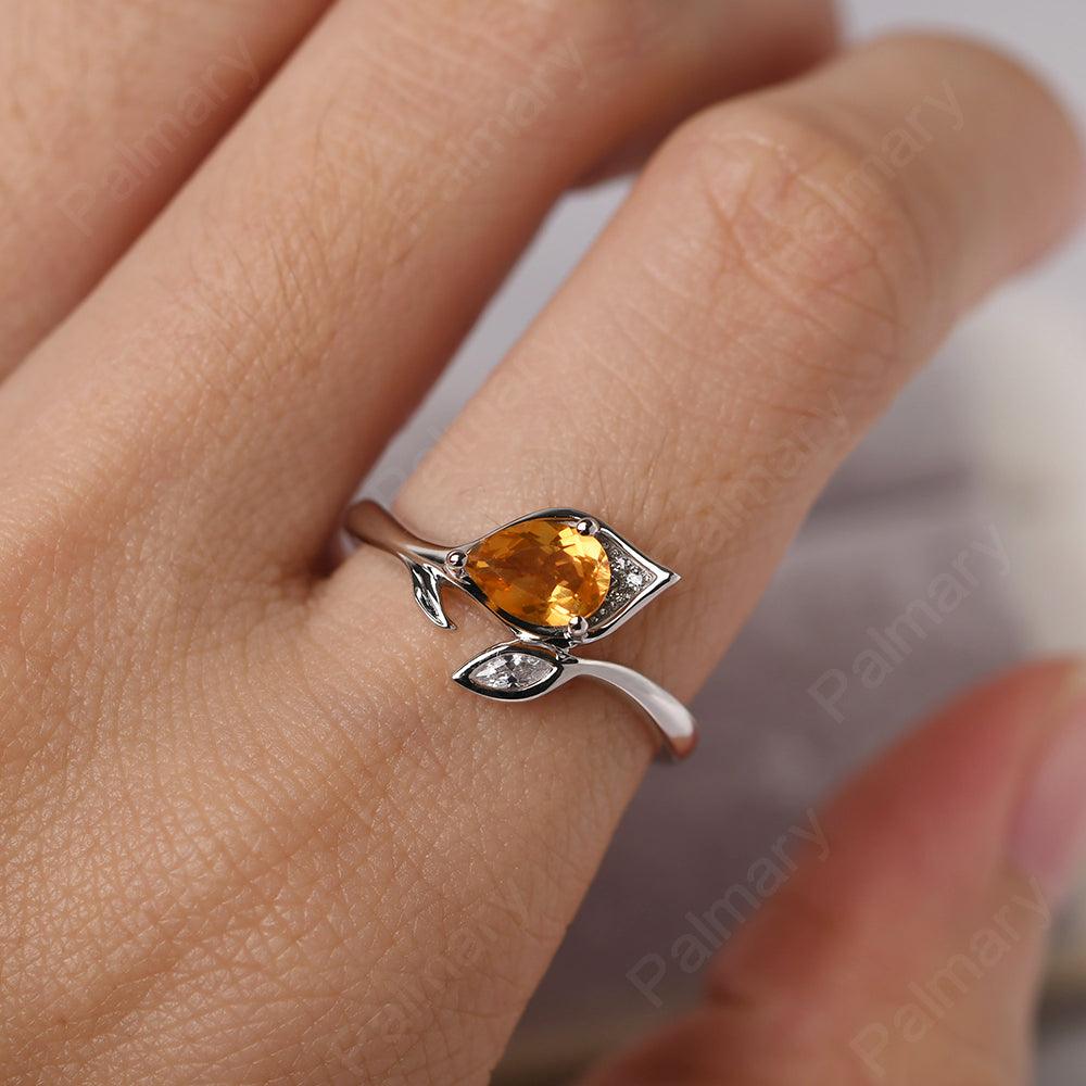 Pear Shaped Citrine Wedding Rings - Palmary