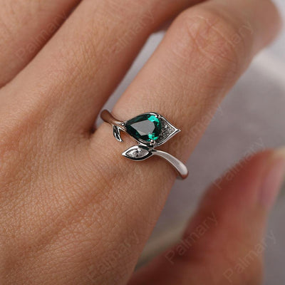 Pear Shaped Emerald Wedding Rings - Palmary