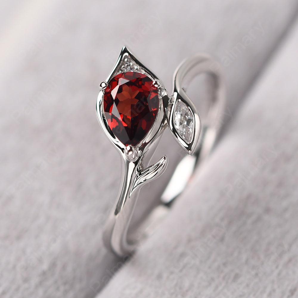 Pear Shaped Garnet Wedding Rings - Palmary