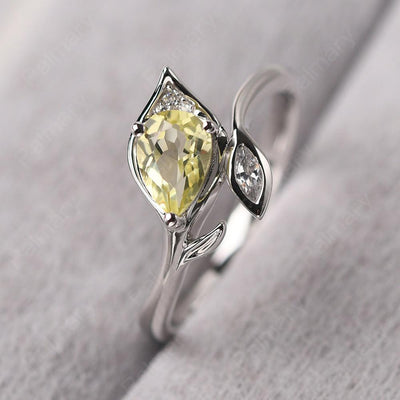 Pear Shaped Lemon Quartz Wedding Rings - Palmary